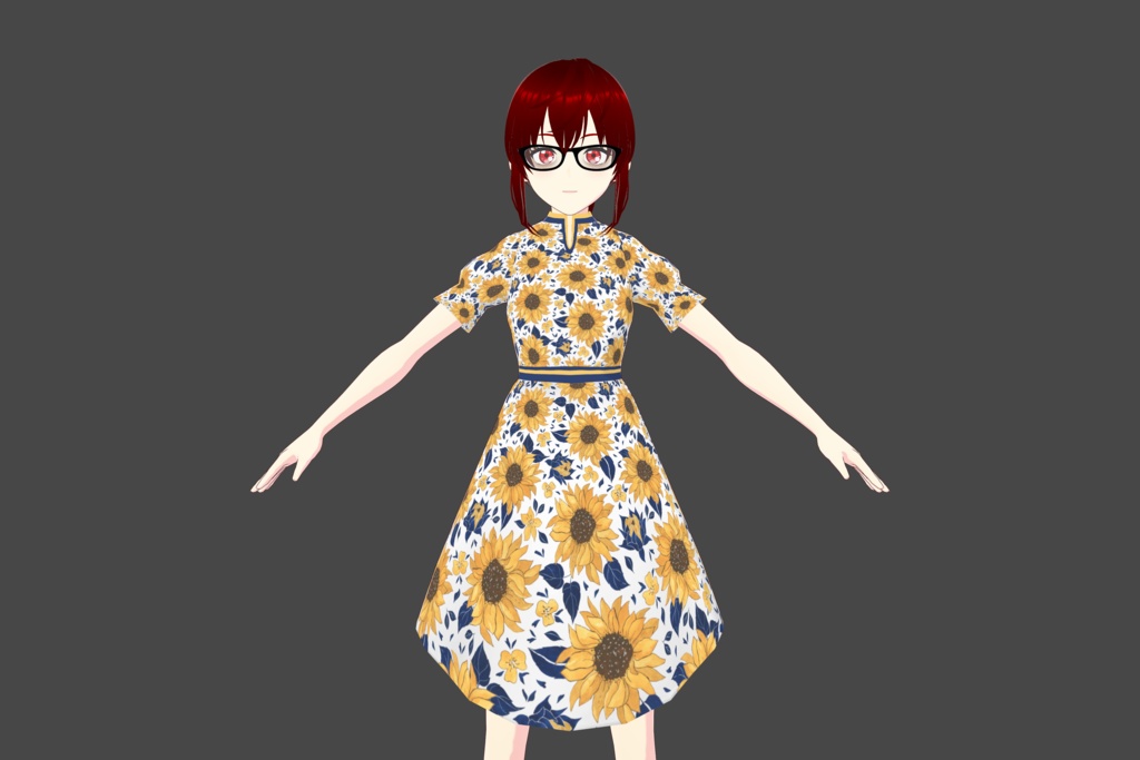 Sunflower-Pattern Vroid Dress
