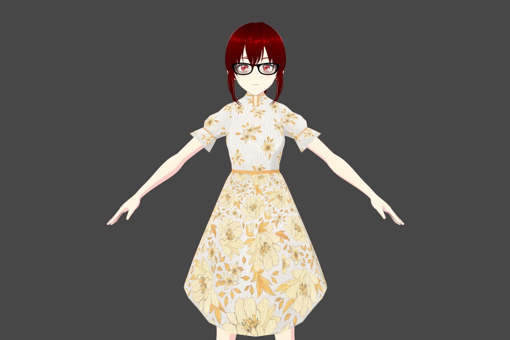 White/Gold Floral Vroid Dress