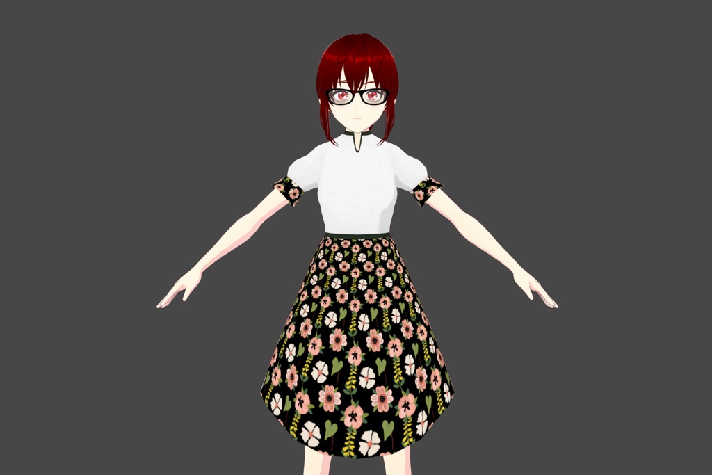 White/Black Simplistic Floral Vroid Dress