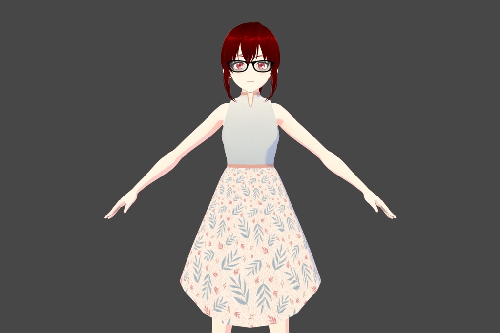 Pastel-Colored Sleeveless Vroid Tropical Dress