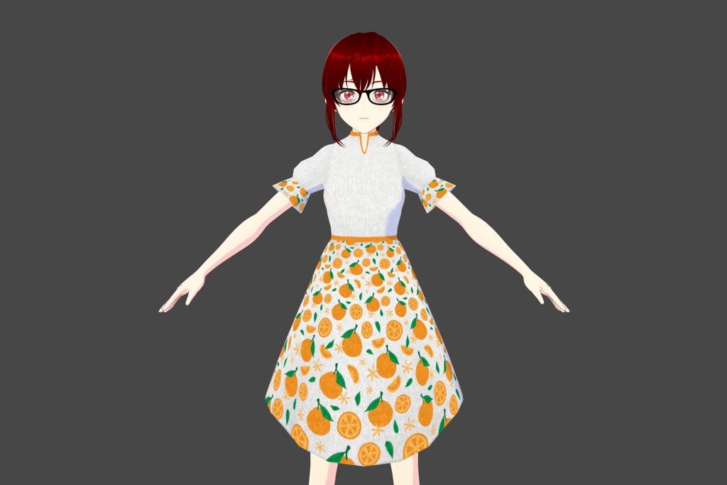 White Orange-Fruit Vroid Dress