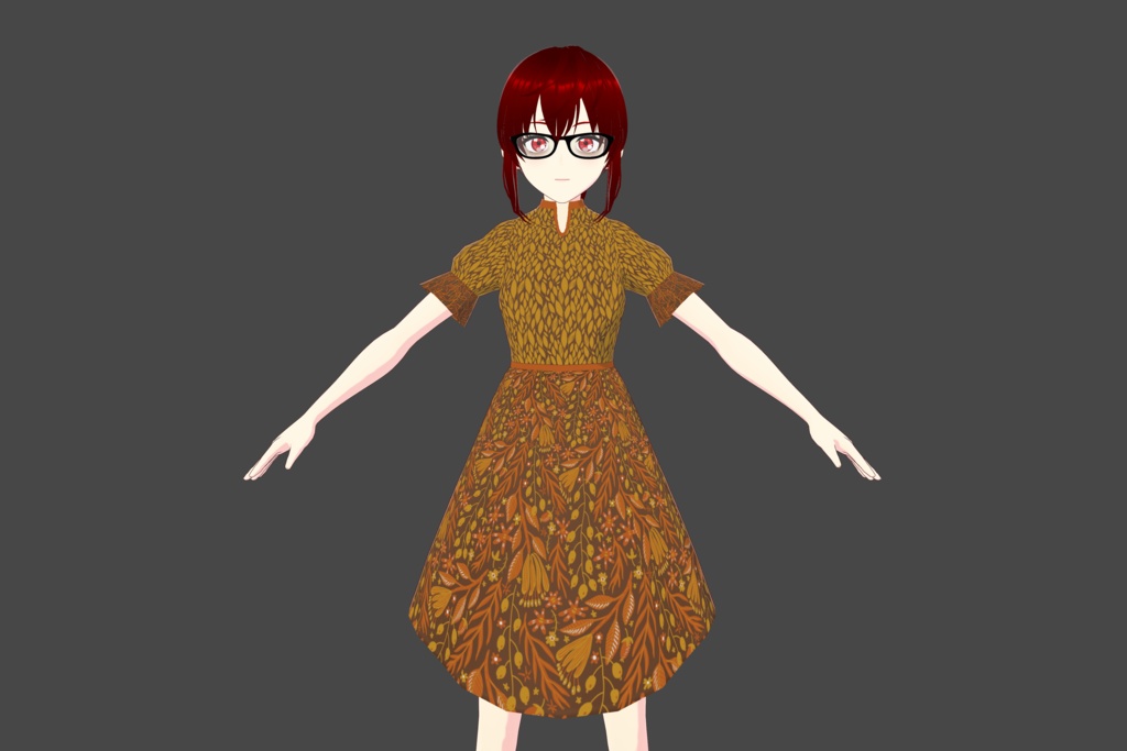 Bronze/Gold "Leaf-Pattern" Vroid Dress