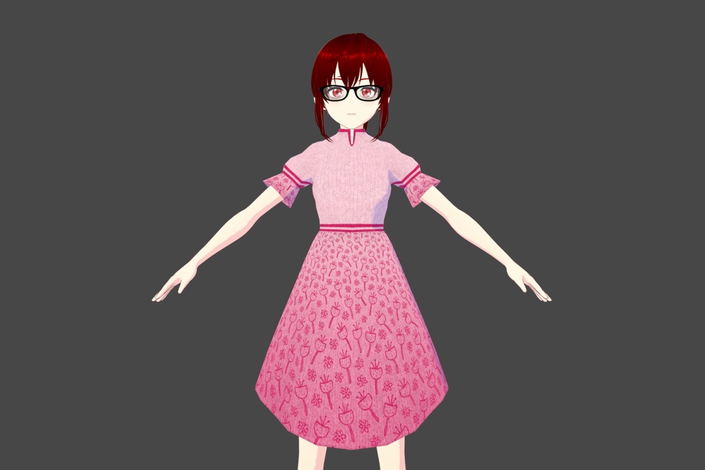 Pinkish Gradient Floral Vroid Dress