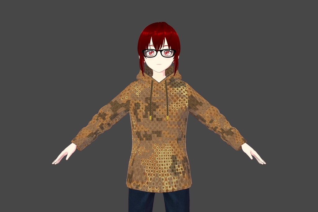 Yellowish Brown Spotted Digital Camo Vroid Hoodie