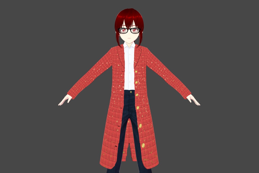 Red/Gold Vroid Long-Coat