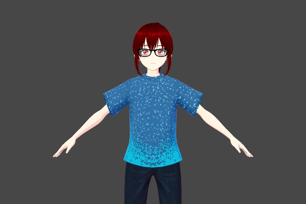 Dark Blue Spotted Vroid T-Shirt