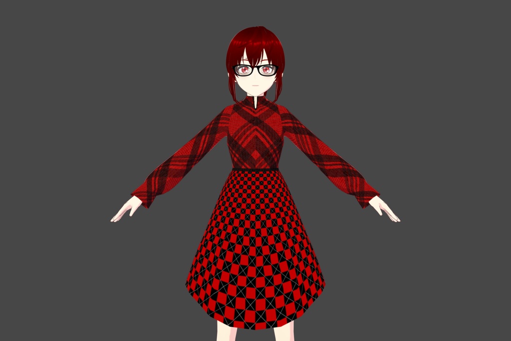 Red/Black Plaid Vroid Dress