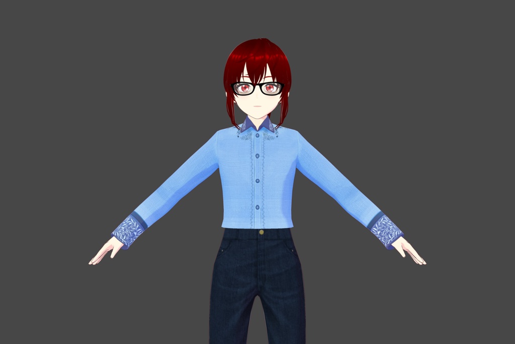 Fancy Blue Floral Vroid Shirt
