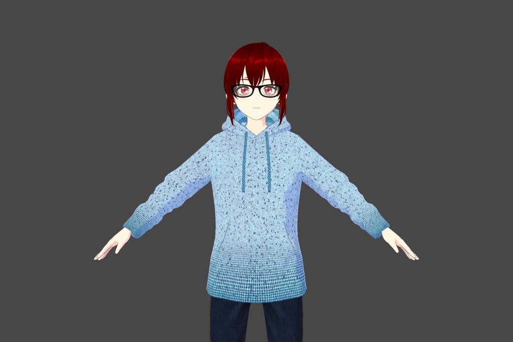 Sky Blue Fuzzy Vroid Hoodie