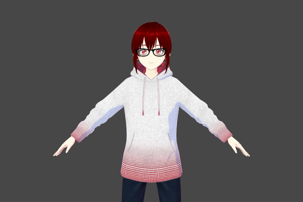 White/Red Vroid Hoodie