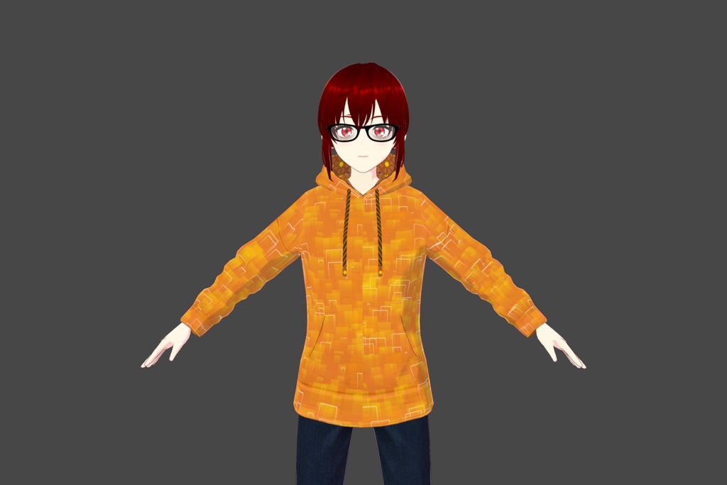 Orange/Yellow Square Vroid Hoodie