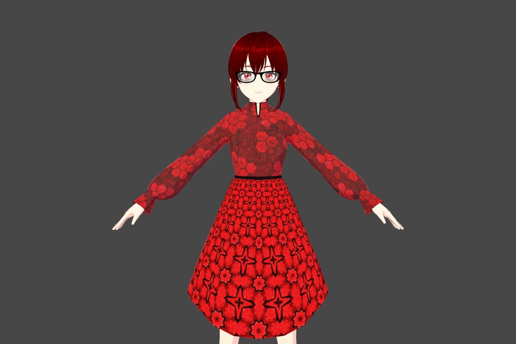 Red/Black Shapes Vroid Dress
