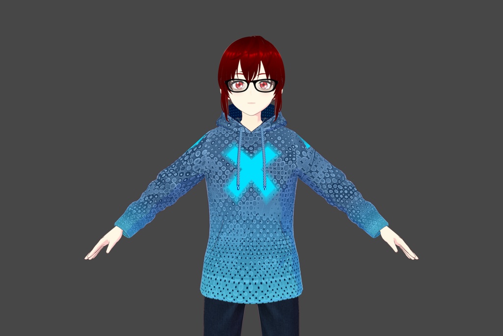 Blue Spotted "Glow" Vroid Hoodie