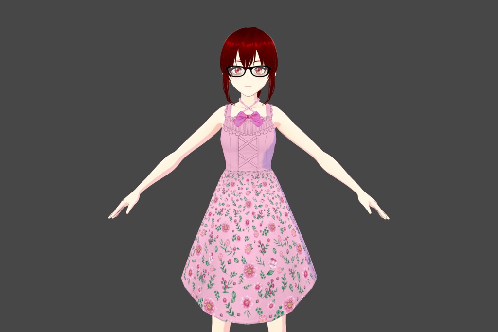 Pink Sleeveless Bow Vroid Dress