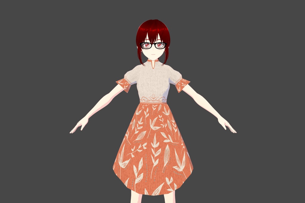 Orange Leaf Vroid Dress