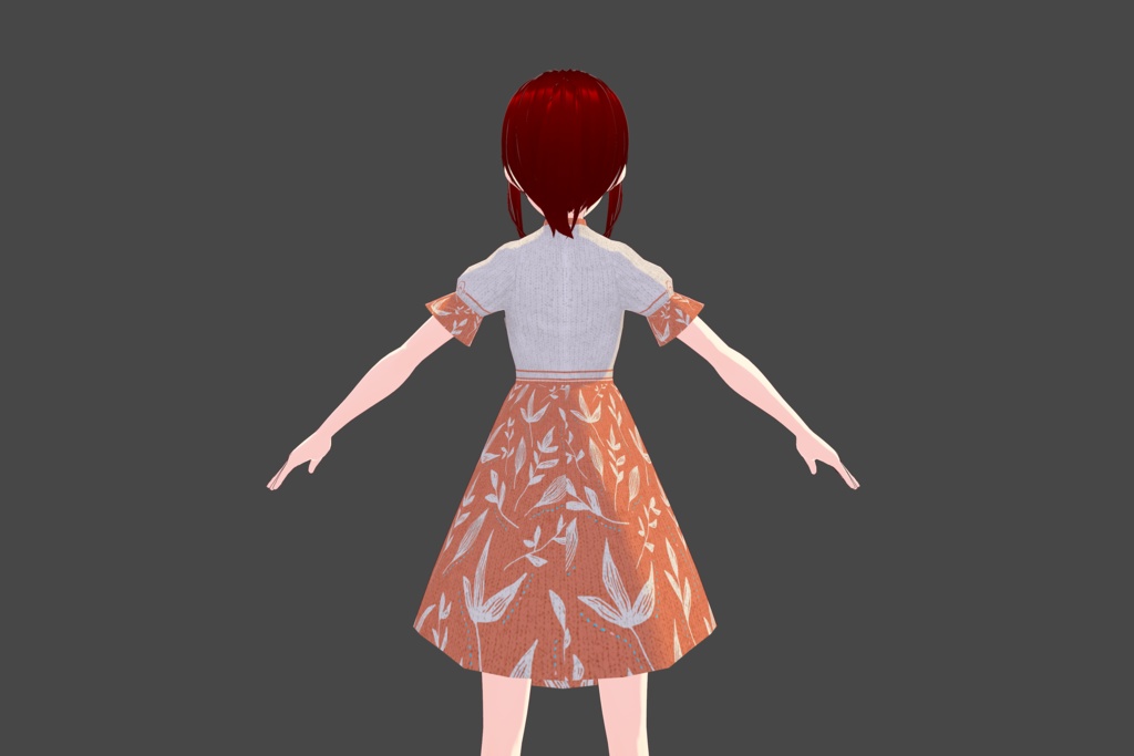 Orange Leaf Vroid Dress