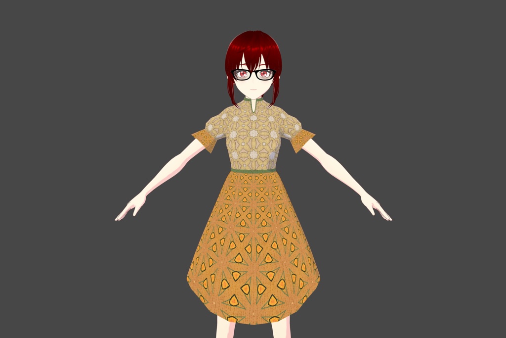 Golden Brown Shapes Vroid Dress