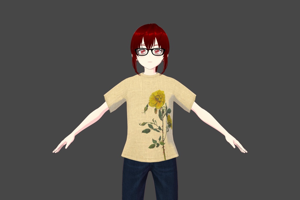 Dull Yellow Floral Vroid T-Shirt