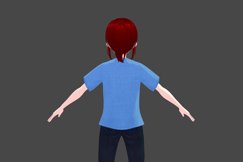 Dull Blue Floral Pattern Vroid T-Shirt