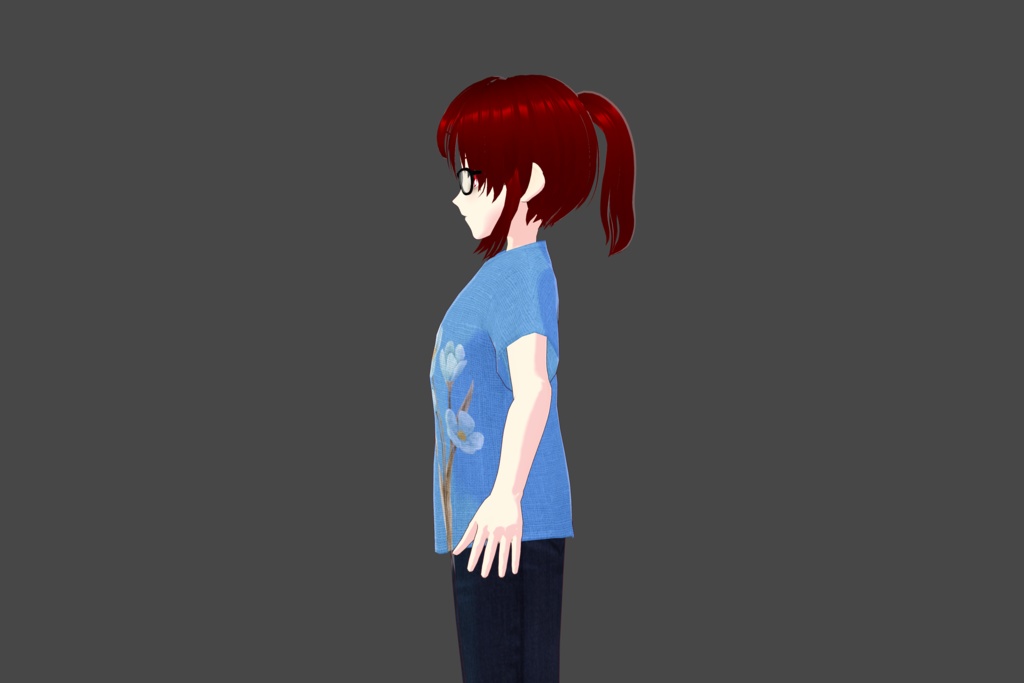 Dull Blue Floral Pattern Vroid T-Shirt