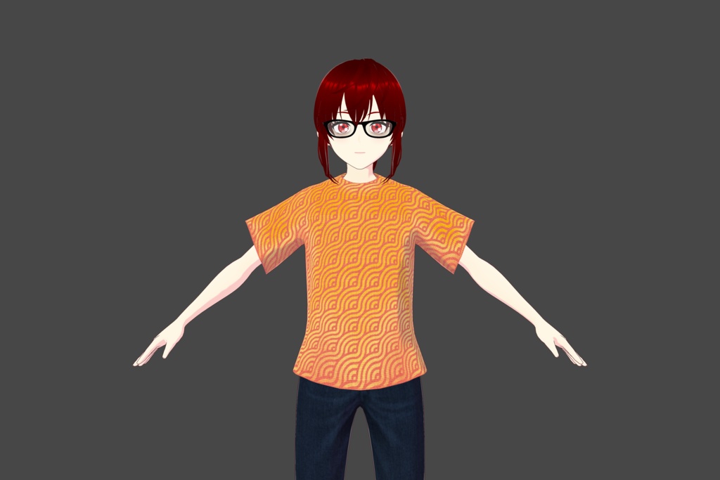 Gold/Red Pattern Vroid T-Shirt