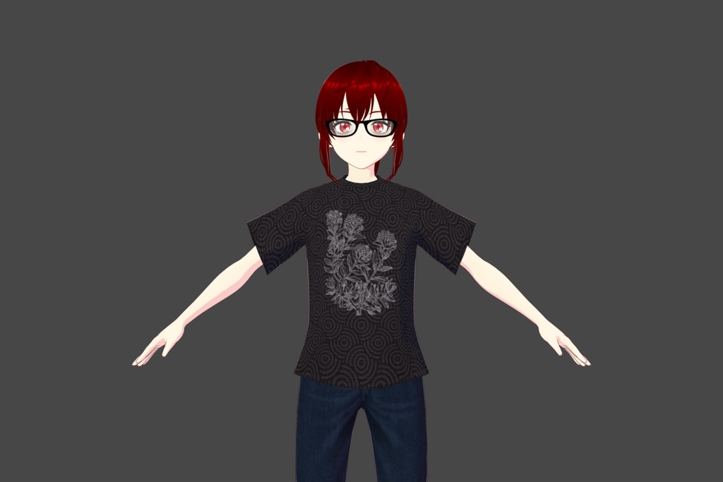 Black Floral Vroid T-Shirt