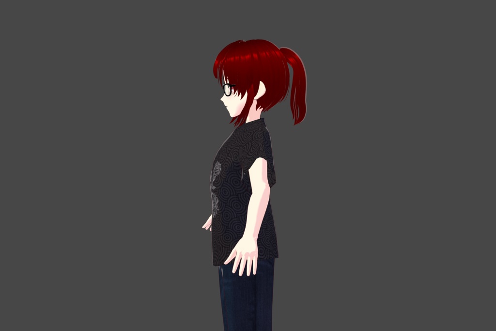 Black Floral Vroid T-Shirt