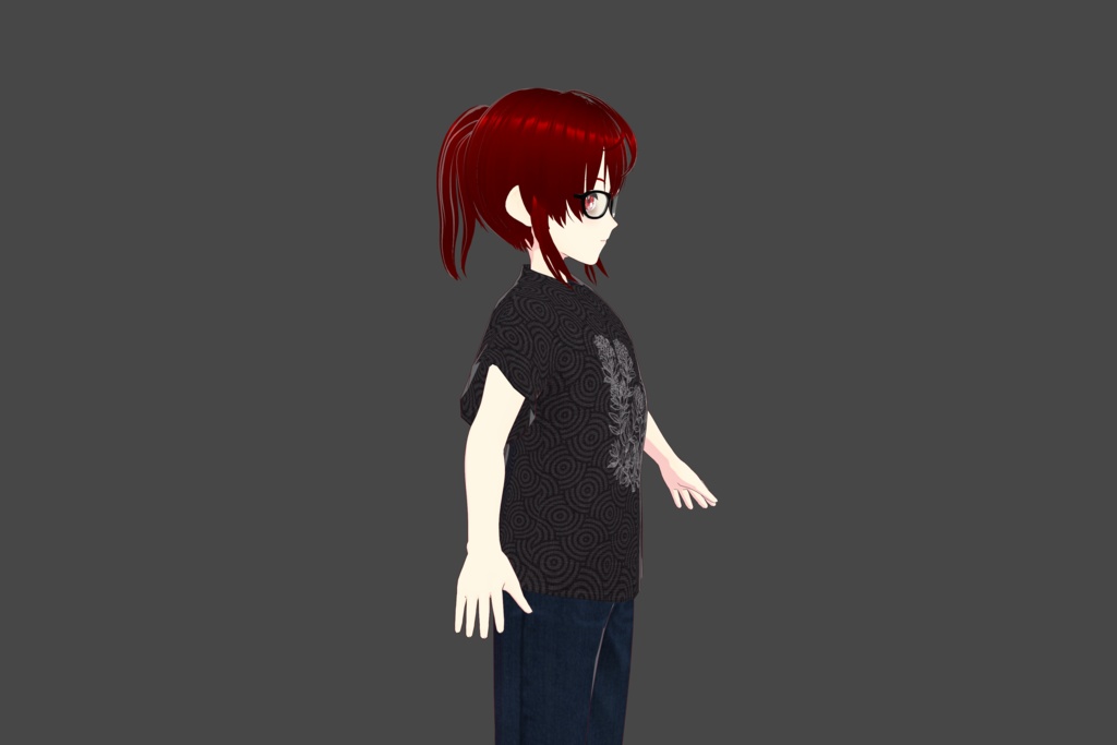 Black Floral Vroid T-Shirt