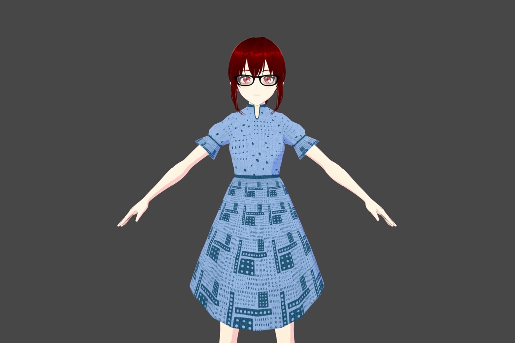 Blue Shapes Pattern Vroid Dress