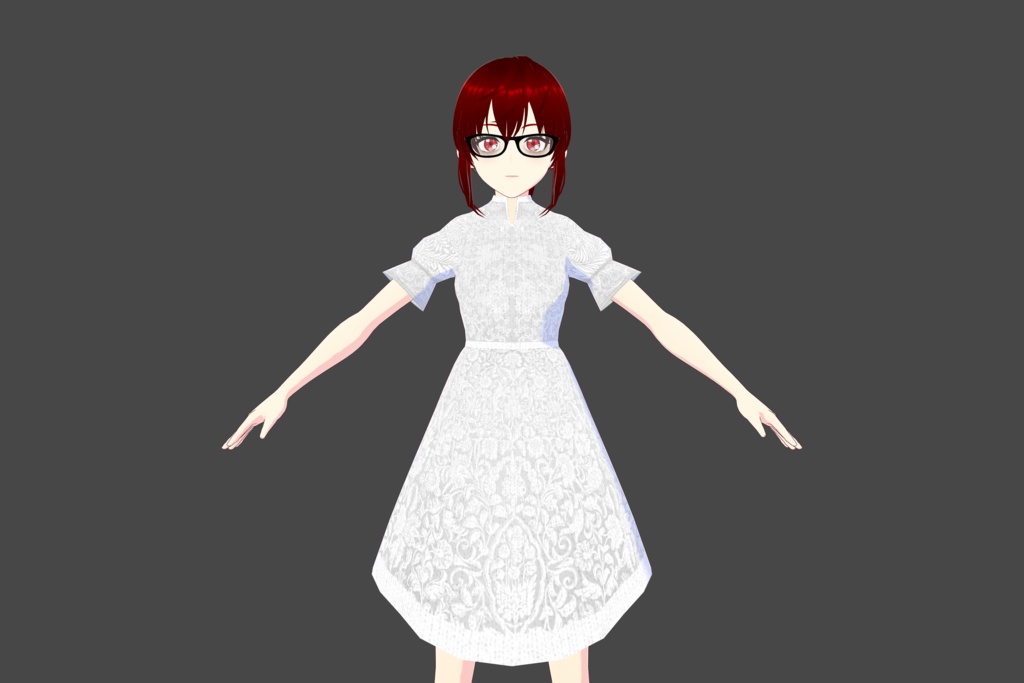 White Floral Vroid Dress