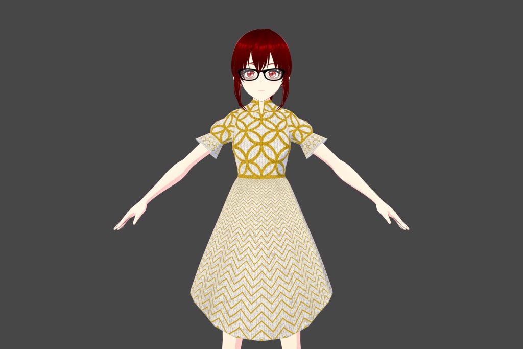 White/Gold Shapes Vroid Dress