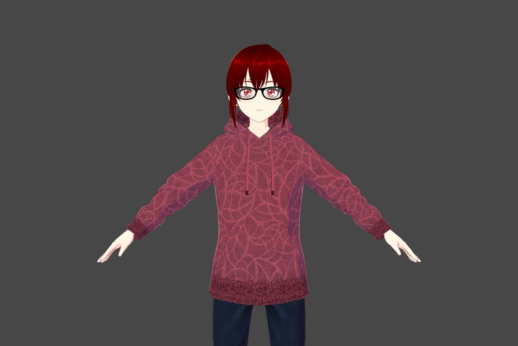 Burgundy Floral Vroid Hoodie