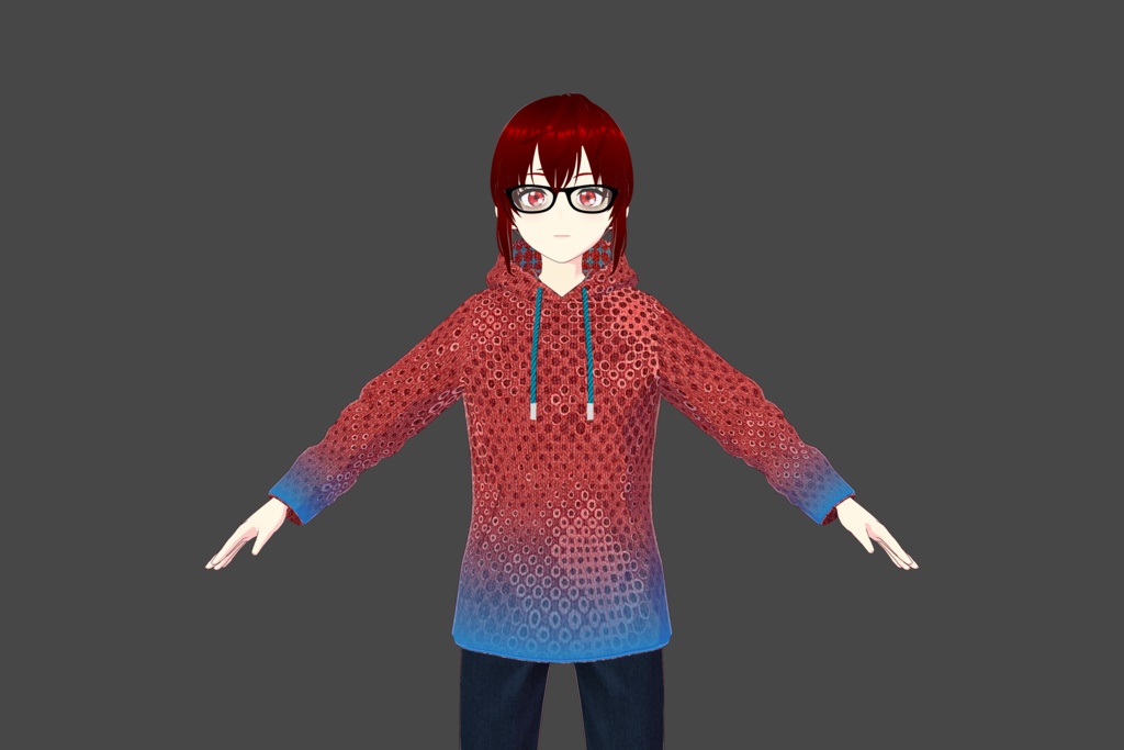 Red/Blue Spotted Gradient Vroid Hoodie