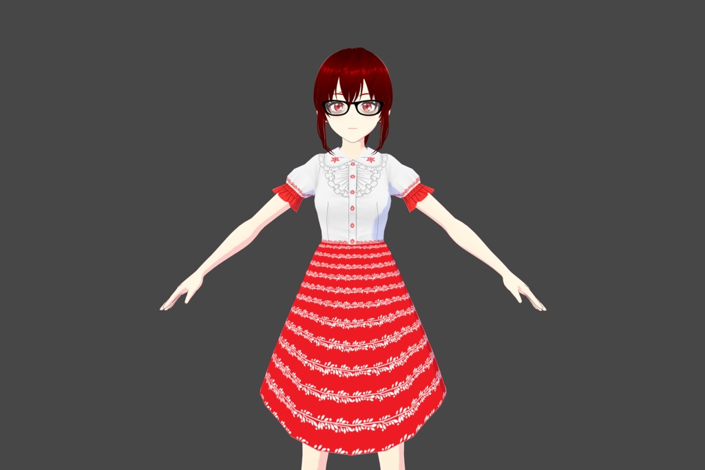 Red/White Christmas-Themed Simplistic Vroid Dress 