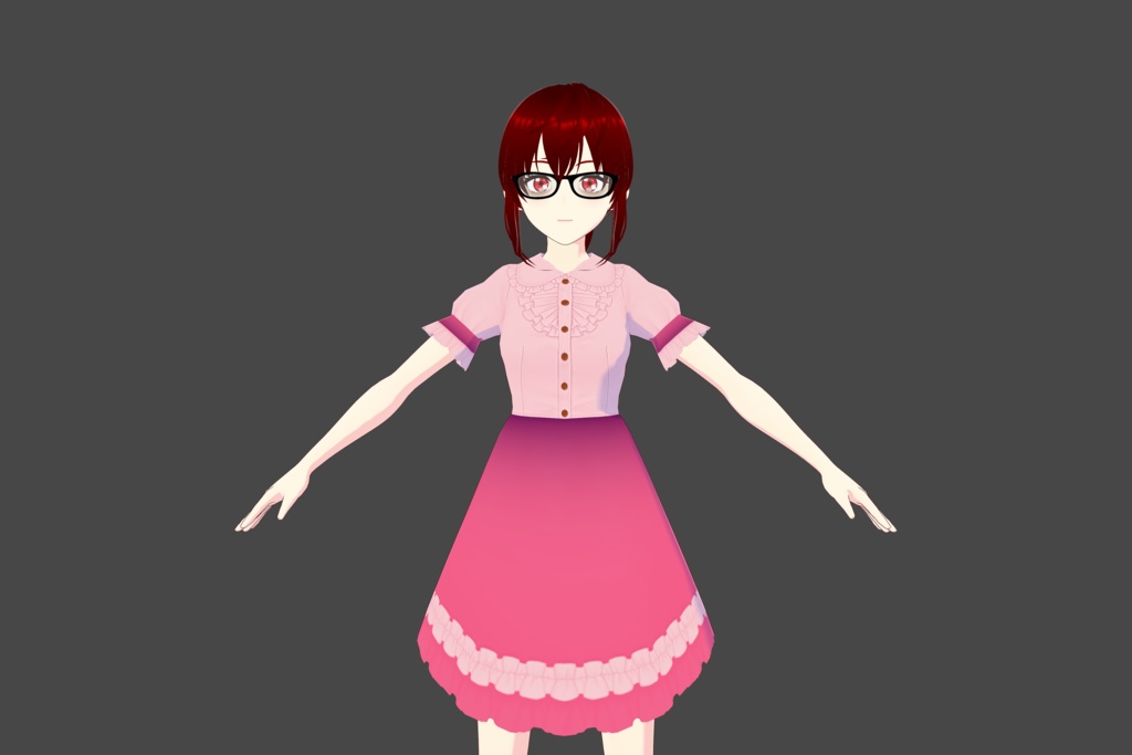 Pink/Purple Vroid Frill Dress With Gradient