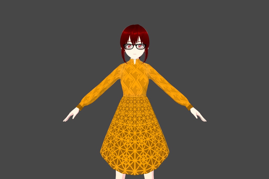 Golden Yellow/Brown Shapes Vroid Dress