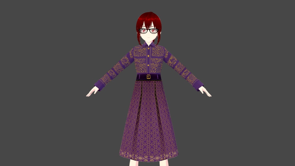 Purple/Gold Floral Vroid Dress