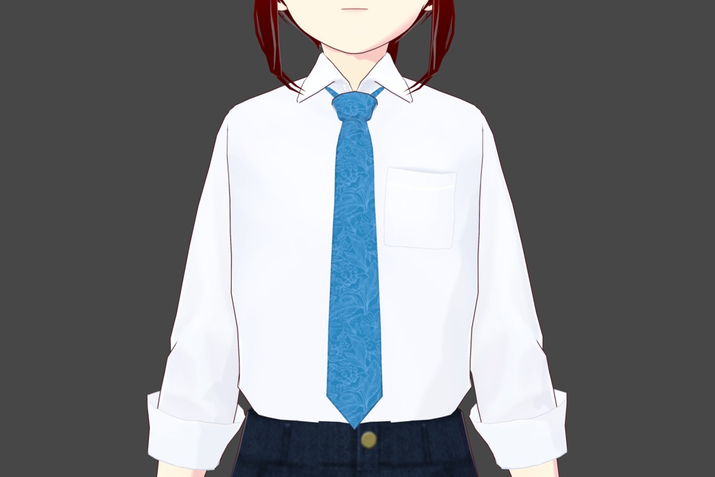 Blue Floral Vroid Tie