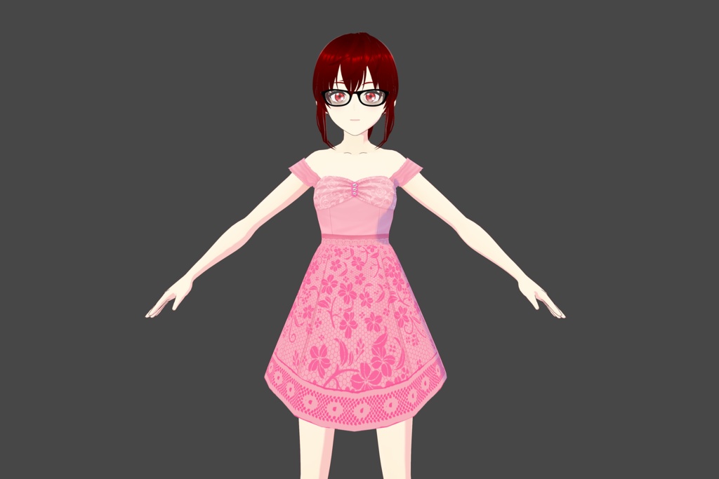 Pink Floral Ballroom Vroid Dress
