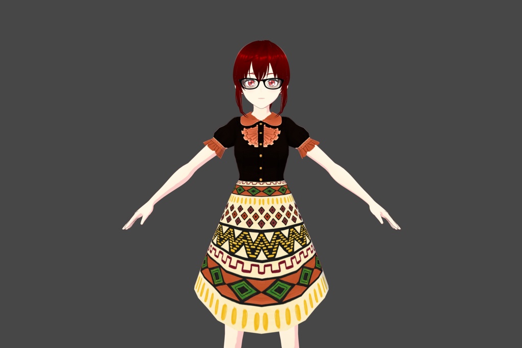 Black/Orange Fancy Vroid Dress