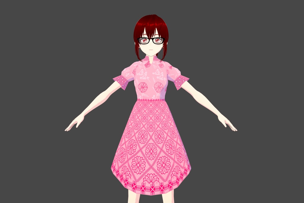 Rose Pink Floral Vroid Dress