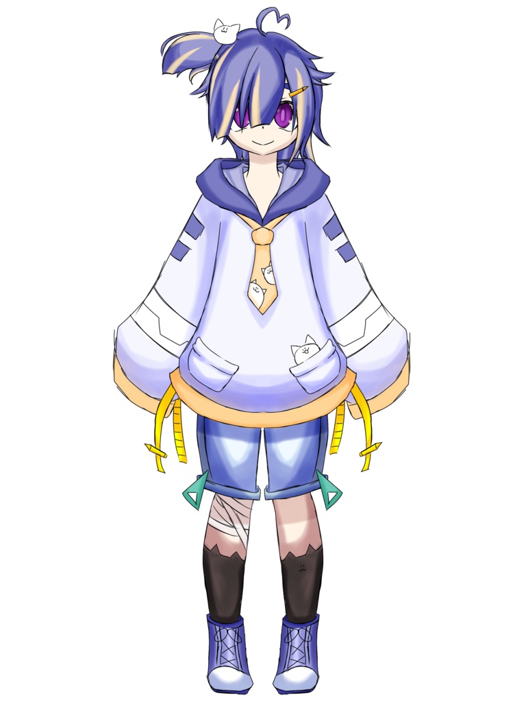 これだけでVTuberになれる!?live2dフリーモデル 黒猫モチーフの青髪少年 漆天黒丸