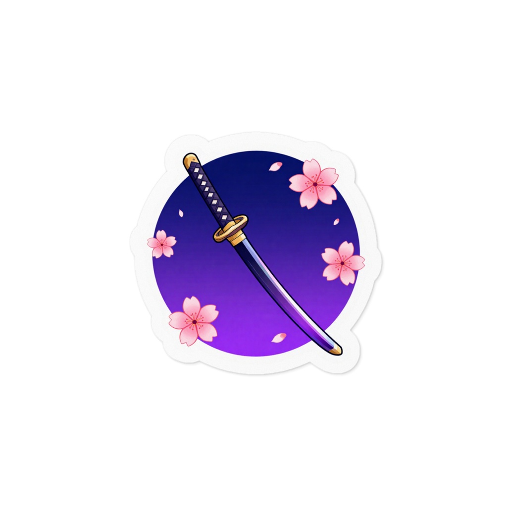蒼月ステッカー桜刀円形