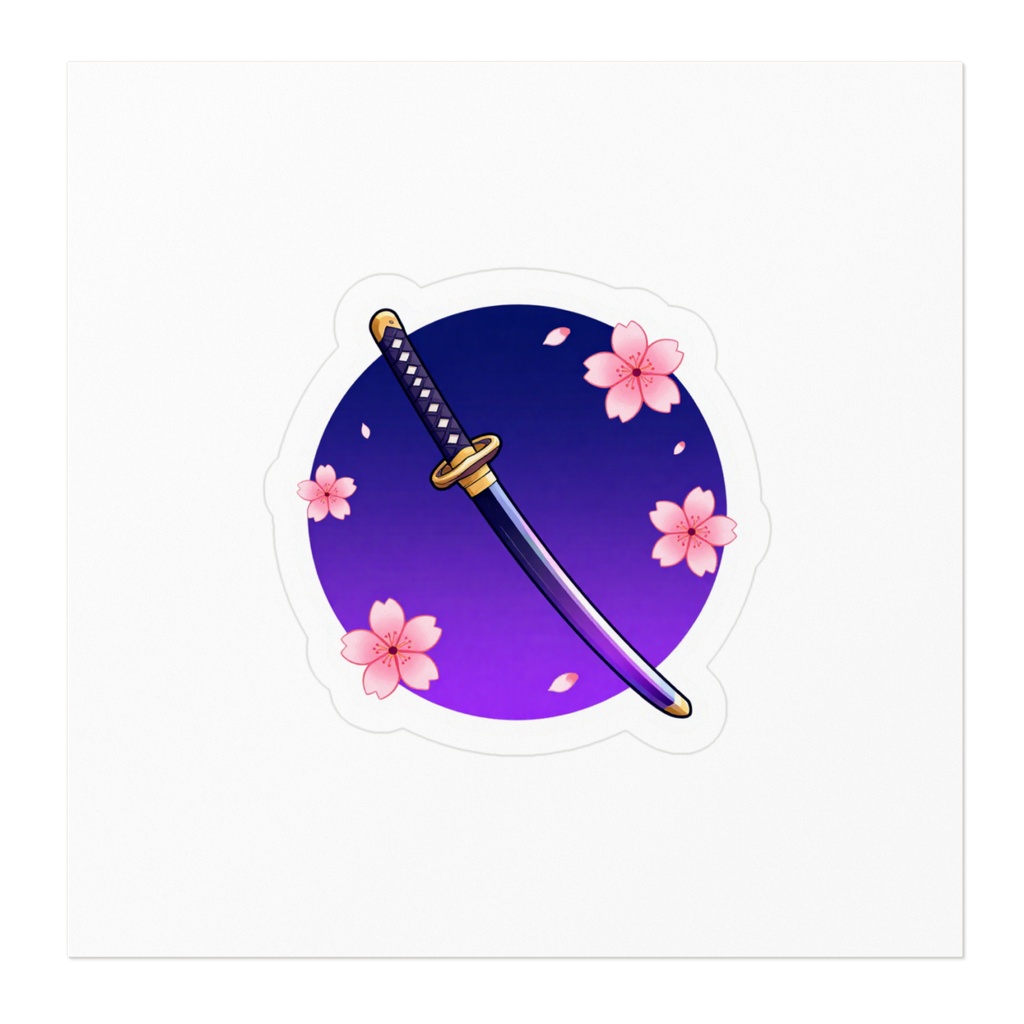 蒼月ステッカー桜刀円形