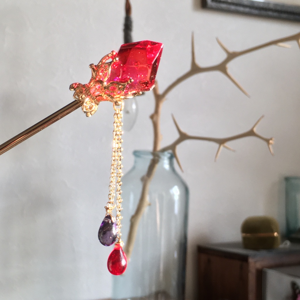 夜の魔術部 炎属性の鉱石 簪