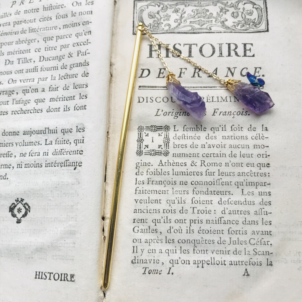 再販 プレゼント付き 夜の魔術部 アメジスト鉱石で休む モルフォ蝶のかんざし