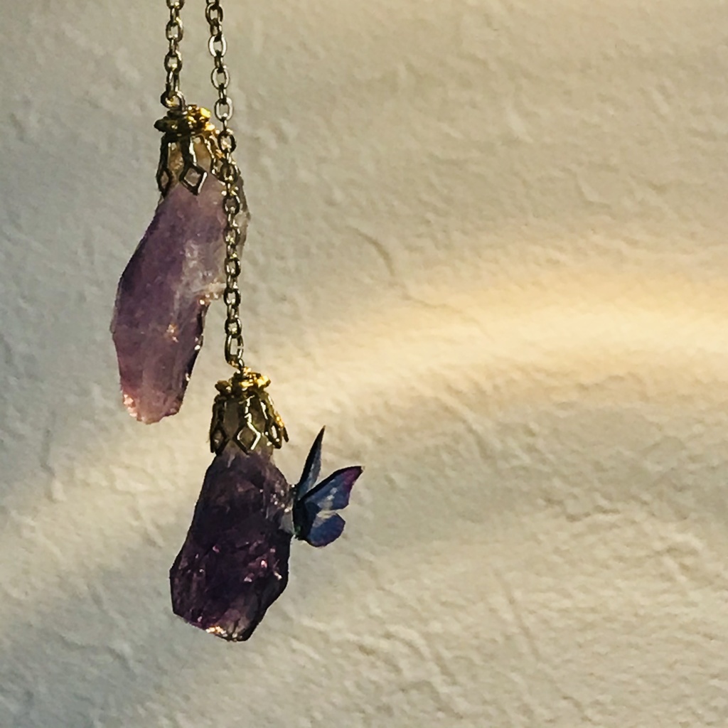 再販 プレゼント付き 夜の魔術部 アメジスト鉱石で休む モルフォ蝶のかんざし