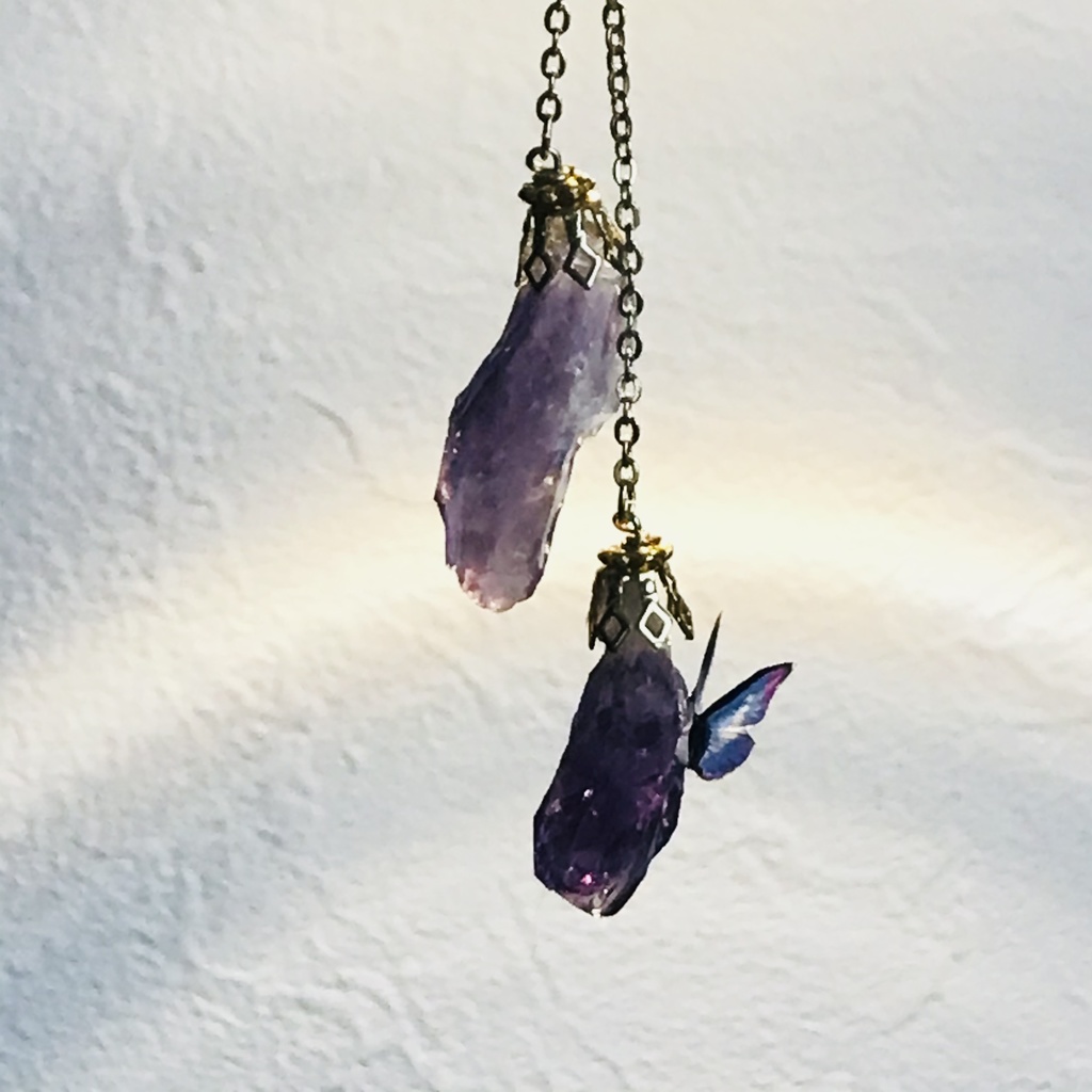 再販 プレゼント付き 夜の魔術部 アメジスト鉱石で休む モルフォ蝶のかんざし