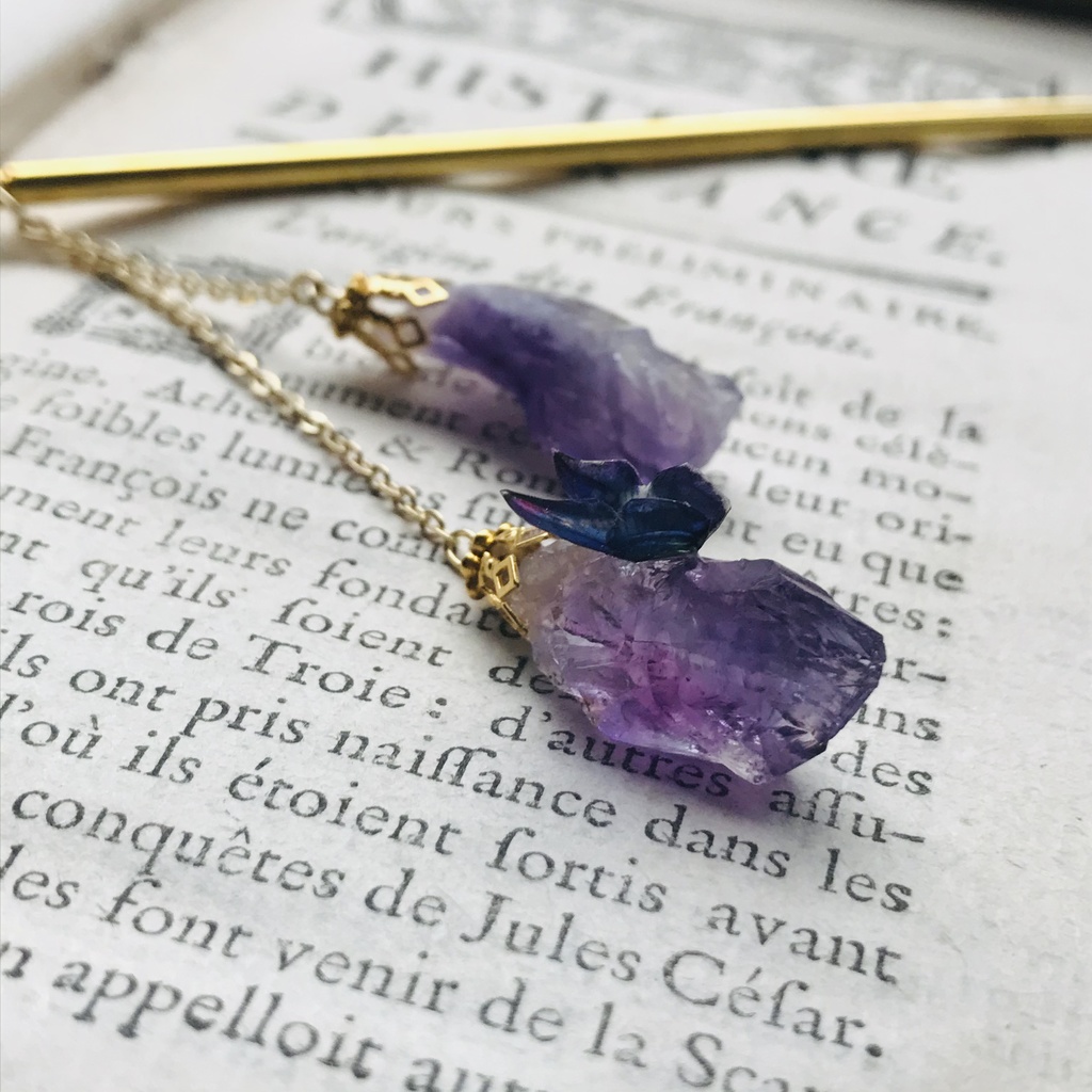 再販 プレゼント付き 夜の魔術部 アメジスト鉱石で休む モルフォ蝶のかんざし