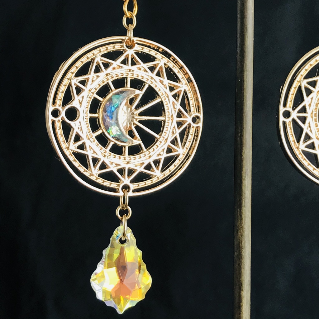 天体観測 惑星 セーラームーン 星 月 スワロフスキー ピアス イヤリング